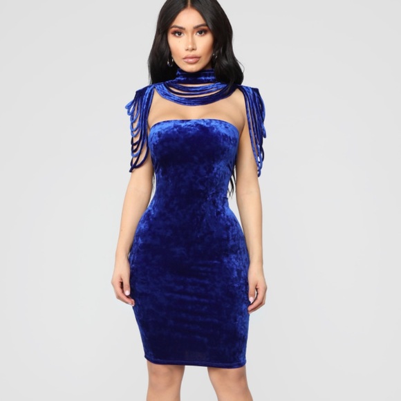 velvet blue dress fashion nova